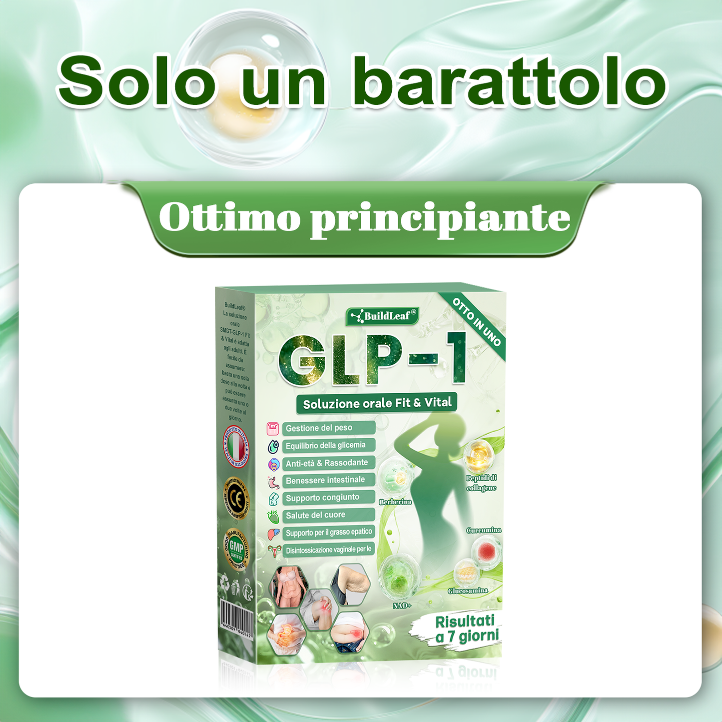 IT Negozio ufficiale |🧡 BuildLeaf® GLP-1 8-in-1 Fit & Vital Soluzione Orale (Solo una volta al giorno, cambiamenti visibili in 7 giorni) ✅ Per obesità, salute cardiovascolare, diabete, apnea notturna, salute intestinale, problemi articolari e altro