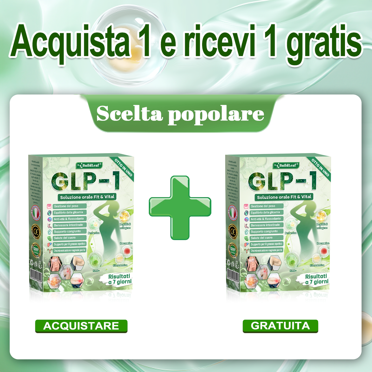 IT Negozio ufficiale |🧡 BuildLeaf® GLP-1 8-in-1 Fit & Vital Soluzione Orale (Solo una volta al giorno, cambiamenti visibili in 7 giorni) ✅ Per obesità, salute cardiovascolare, diabete, apnea notturna, salute intestinale, problemi articolari e altro