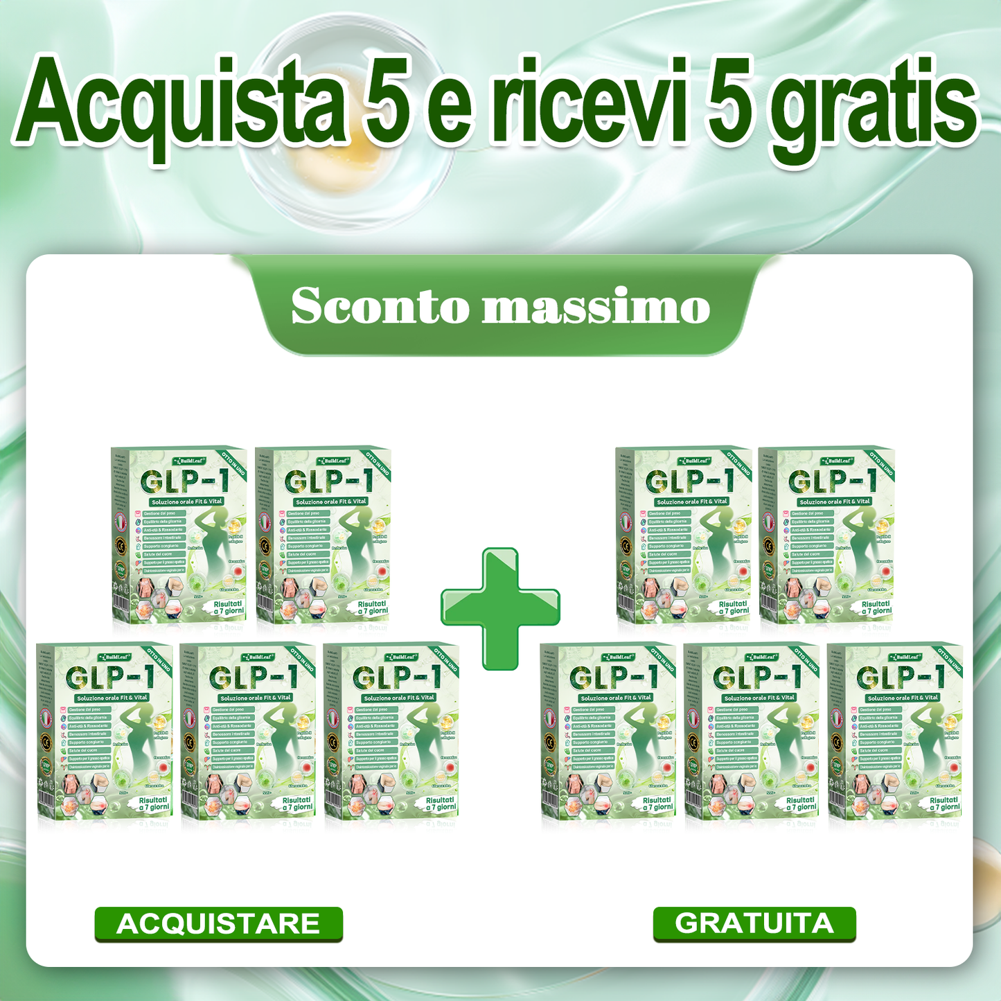 IT Negozio ufficiale |🧡 BuildLeaf® GLP-1 8-in-1 Fit & Vital Soluzione Orale (Solo una volta al giorno, cambiamenti visibili in 7 giorni) ✅ Per obesità, salute cardiovascolare, diabete, apnea notturna, salute intestinale, problemi articolari e altro