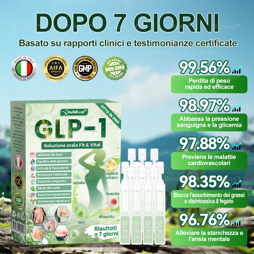 IT Negozio ufficiale |🧡 BuildLeaf® GLP-1 8-in-1 Fit & Vital Soluzione Orale (Solo una volta al giorno, cambiamenti visibili in 7 giorni) ✅ Per obesità, salute cardiovascolare, diabete, apnea notturna, salute intestinale, problemi articolari e altro